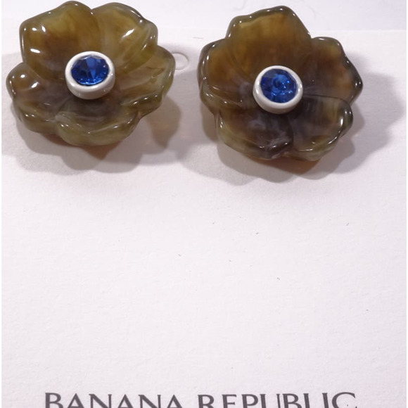 Banana Republic Women's Lucite RESIN FLOWER STUD EARRINGS NWT 48 Tortoise - Picture 1 of 12